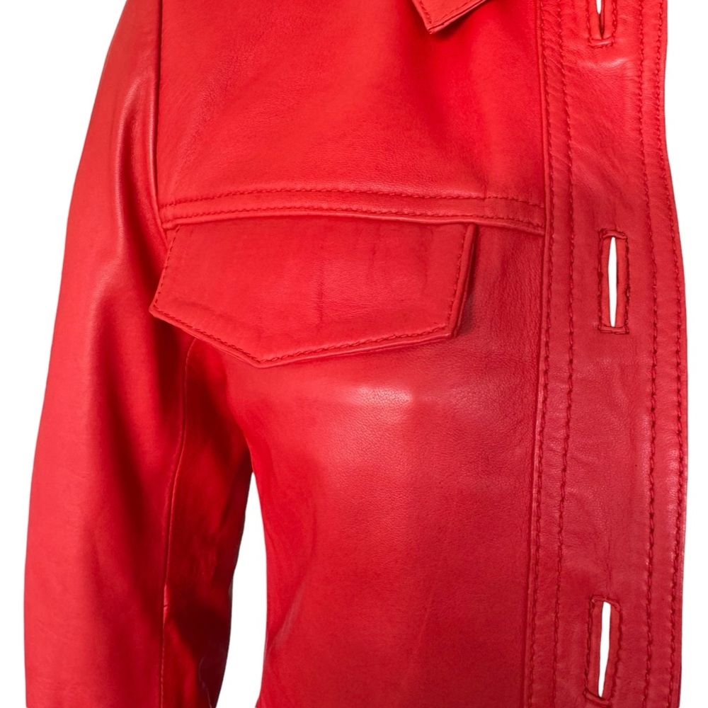 NWT Zadig & Voltaire Liam Red Leather Jacket size XS - Picture 4 of 14